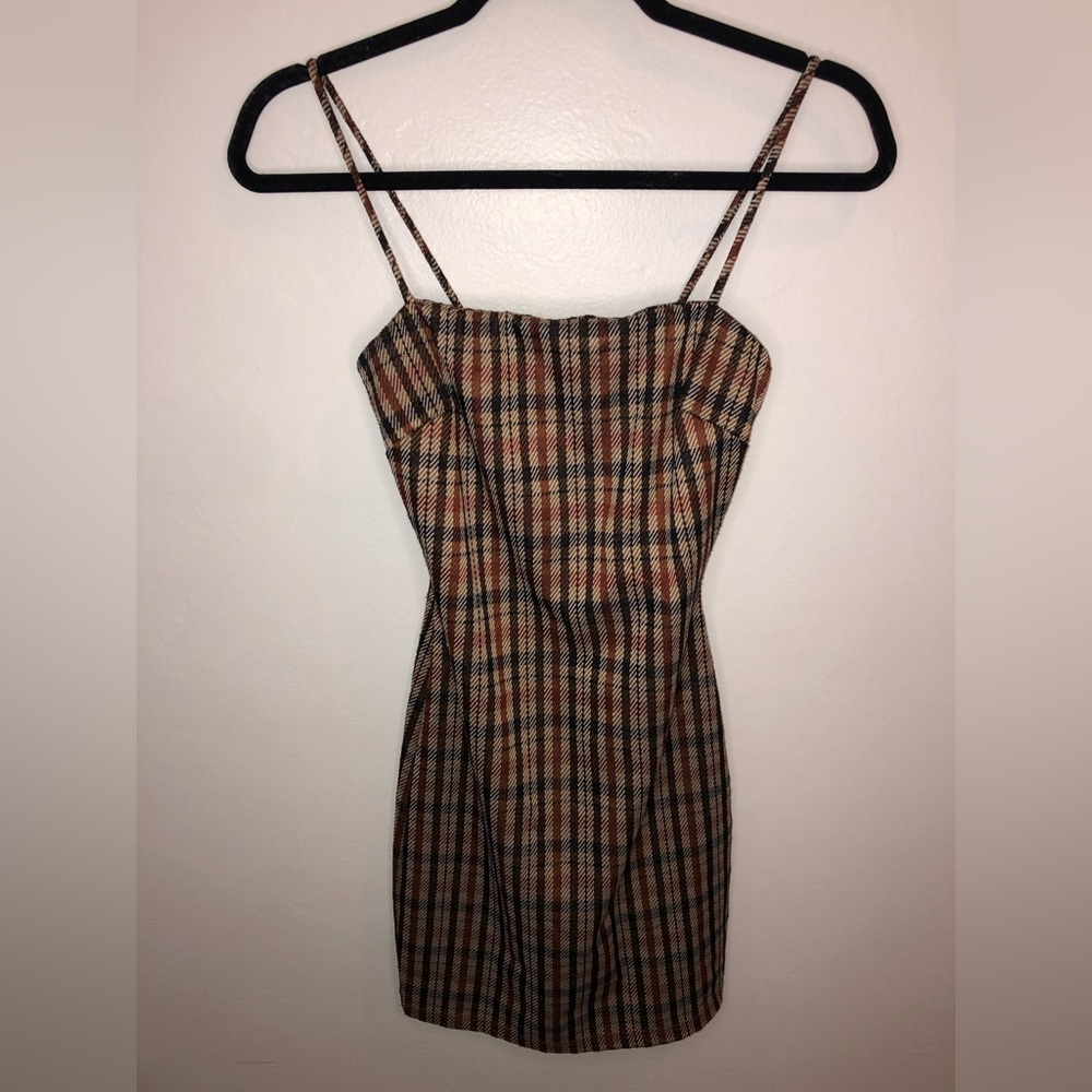 Brown Plaid School Dress